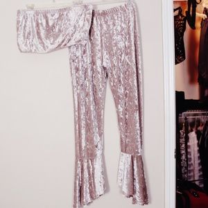 Champagne Crushed Velvet Set